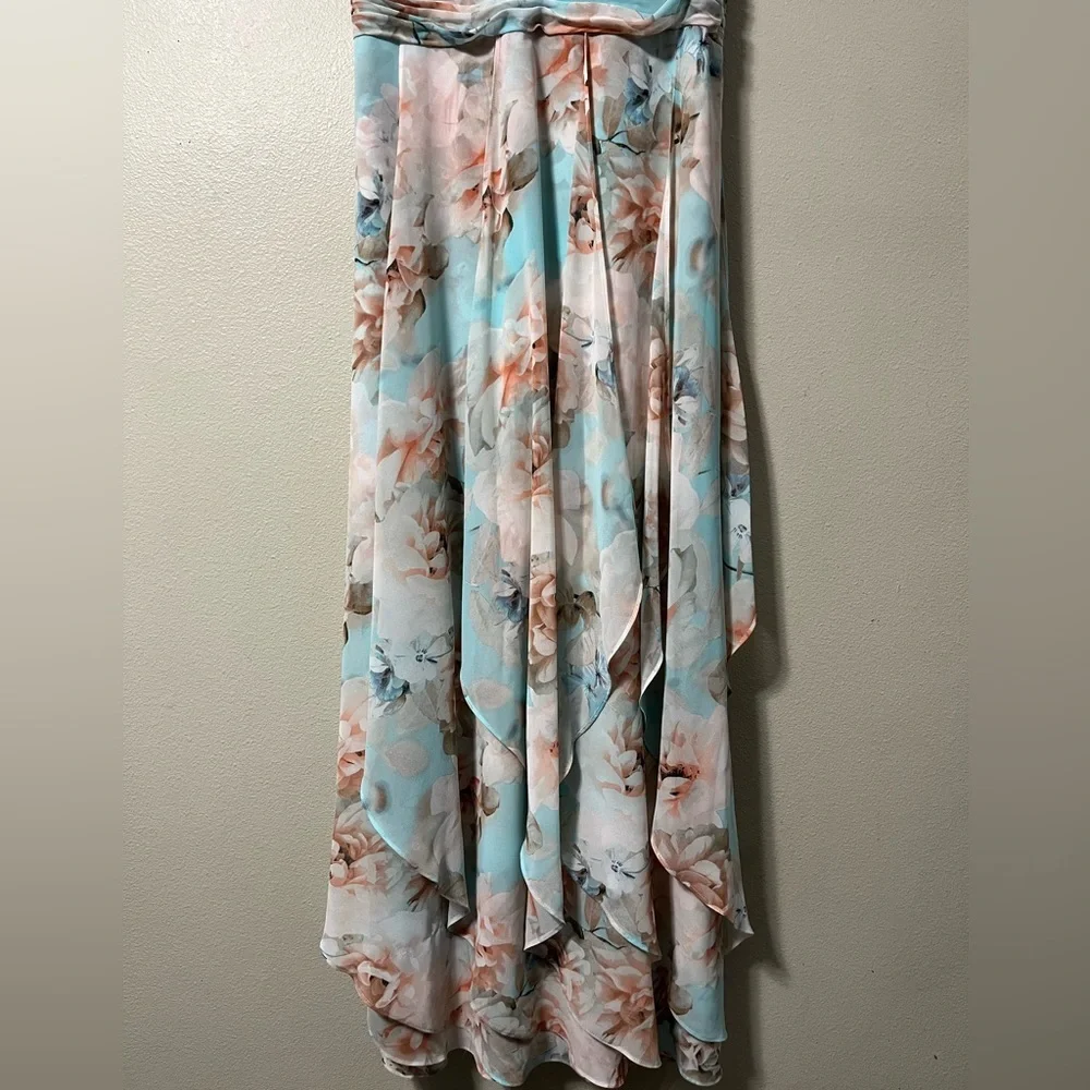 Calvin Klein Floral Maxi Long Flowy Beaded Neck Halter Party Wedding Dress Sz 12 - Picture 3 of 9